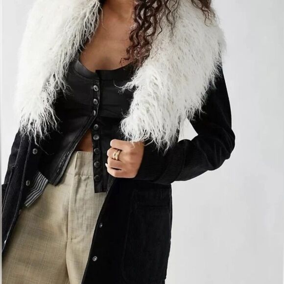 Free People Lady Lane Faux Fur Corduroy Jacket Size medium - Picture 1 of 11